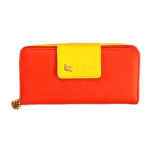 Nwot Womens Red & yellow zip up wallet with engraved quotes